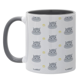 Hippo, Mug colored grey, ceramic, 330ml