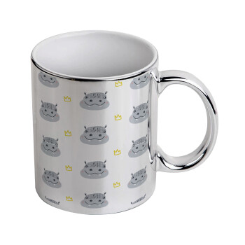Hippo, Mug ceramic, silver mirror, 330ml