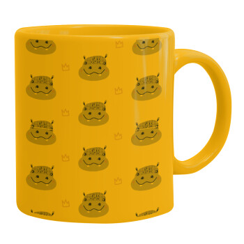 Hippo, Ceramic coffee mug yellow, 330ml (1pcs)