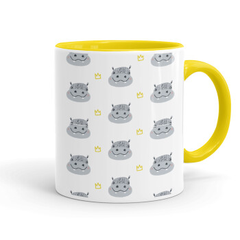 Hippo, Mug colored yellow, ceramic, 330ml