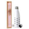 Easter Set, metallic stainless steel water bottle (750ml) & scented flat Easter candle (30cm) (PINK)