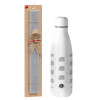 Easter Set, metallic stainless thermos bottle (500ml) & scented flat Easter candle (30cm) (GRAY)