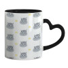 Mug heart black handle, ceramic, 330ml