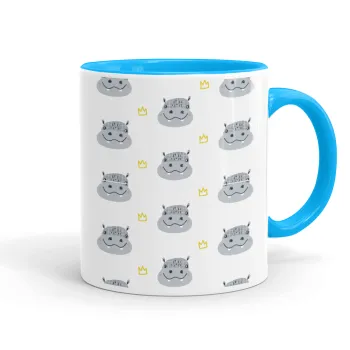 Hippo, Mug colored light blue, ceramic, 330ml
