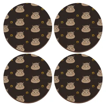 Hippo, ΣΕΤ x4 Σουβέρ ξύλινα στρογγυλά plywood (9cm)