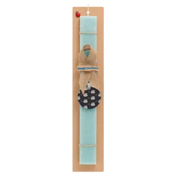 Hippo, Easter Set, wooden keychain & aromatic flat Easter candle (30cm) (TURQUOISE)