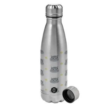 Hippo, Metallic water bottle, stainless steel, 750ml