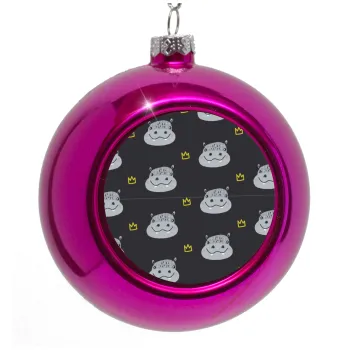 Hippo, Purple Christmas tree ornament bauble 8cm