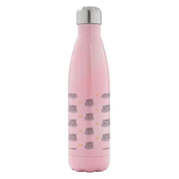 Hippo, Metal mug thermos Pink Iridiscent (Stainless steel), double wall, 500ml