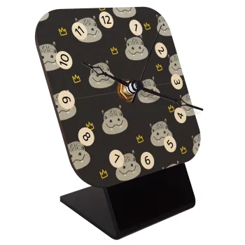 Hippo, Quartz Table clock in natural wood (10cm)