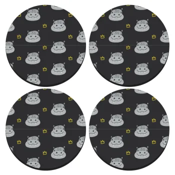 Hippo, ΣΕΤ 4 Σουβέρ ξύλινα στρογγυλά (9cm)