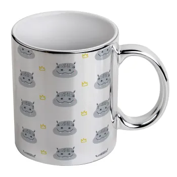 Hippo, Κούπα κεραμική, ασημένια καθρέπτης, 330ml