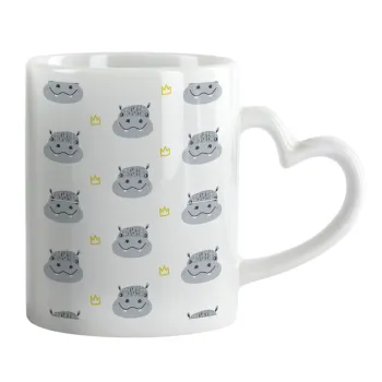 Hippo, Κούπα καρδιά χερούλι λευκή, κεραμική, 330ml