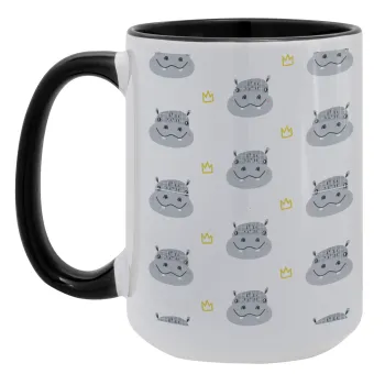 Hippo, Κούπα Mega 15oz, κεραμική Μαύρη, 450ml