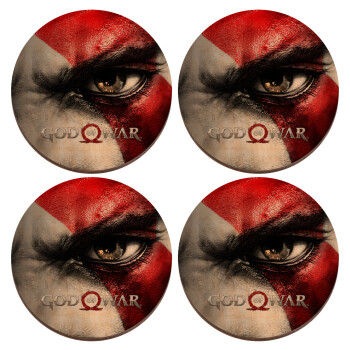 God of war Stratos, ΣΕΤ x4 Σουβέρ ξύλινα στρογγυλά plywood (9cm)