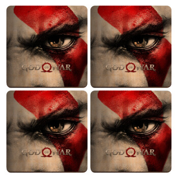 God of war Stratos, ΣΕΤ x4 Σουβέρ ξύλινα τετράγωνα plywood (9cm)