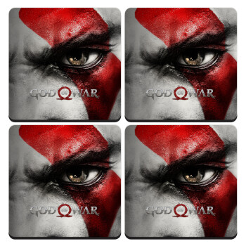 God of war Stratos, ΣΕΤ 4 Σουβέρ ξύλινα τετράγωνα (9cm)