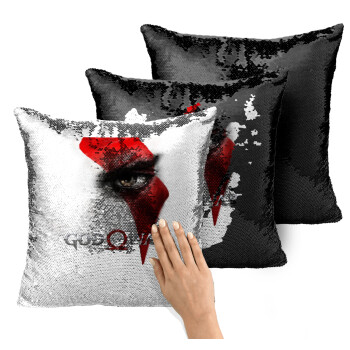 God of war Stratos, Μαξιλάρι καναπέ Μαγικό Μαύρο με πούλιες 40x40cm περιέχεται το γέμισμα