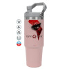 ΡΟΖ χρώματος Θερμός Ανοξείδωτο 890ml (30oz) με χερούλι