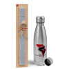 Easter Set, metallic Inox water bottle (750ml) & aromatic flat Easter candle (30cm) (GRAY)