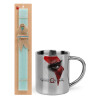 Easter Set, metallic thermal cup (300ml) & aromatic flat Easter candle (30cm) (TURQUOISE)