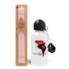 Easter Set, metallic aluminum bottle (500ml) & aromatic flat Easter candle (30cm) (PINK)