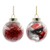 Στολίδι Χριστουγεννιάτικη μπάλα δένδρου διάφανη με κόκκινο γέμισμα 8cm