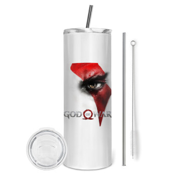 God of war Stratos, Eco friendly stainless steel tumbler 600ml, with metal straw & cleaning brush