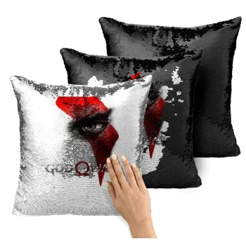 God of war Stratos, Μαξιλάρι καναπέ Μαγικό Μαύρο με πούλιες 40x40cm περιέχεται το γέμισμα