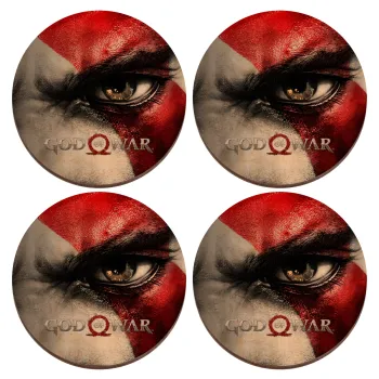 God of war Stratos, ΣΕΤ x4 Σουβέρ ξύλινα στρογγυλά plywood (9cm)