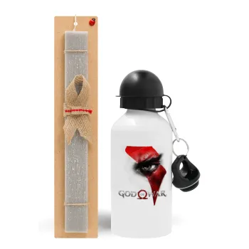 God of war Stratos, Easter Set, metallic aluminum water bottle (500ml) & aromatic flat Easter candle (30cm) (GRAY)