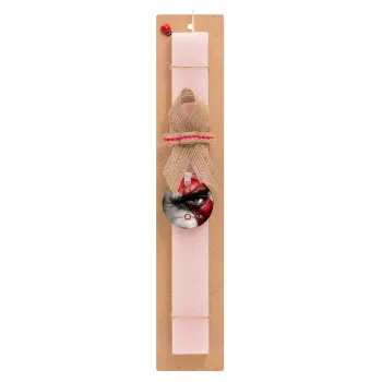 God of war Stratos, Πασχαλινή Λαμπάδα με ξύλινο μπρελόκ & κερί αρωματικό πλακέ (30cm) (ΡΟΖ)