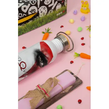 God of war Stratos, Easter Set, SS Metallic water bottle (620ml, stainless steel) & scented flat Easter candle (30cm) (PINK)