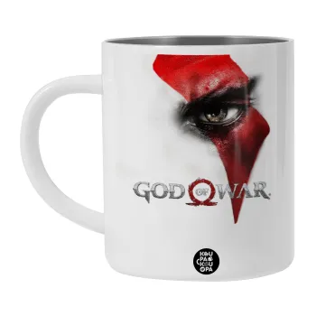 God of war Stratos, Λευκή Ανοξείδωτη Μεταλλική Κούπα 450ml - Διπλού Τοιχώματος 