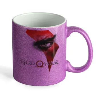 God of war Stratos, Κούπα Μωβ Glitter που γυαλίζει, κεραμική, 330ml