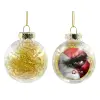 Transparent Christmas tree ball ornament with gold filling 8cm