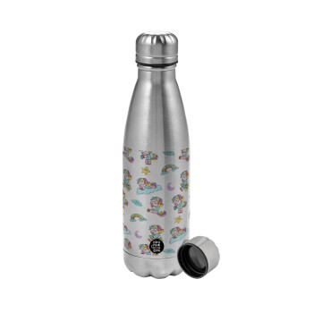 Unicorn pattern, Metallic water bottle, stainless steel, 750ml