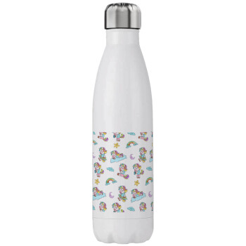 Unicorn pattern, Μεταλλικό παγούρι θερμός (Stainless steel), διπλού τοιχώματος, 750ml
