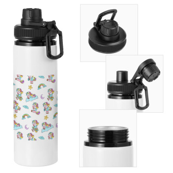 Unicorn pattern, Metal water bottle with safety cap, aluminum 850ml