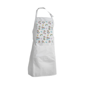 Unicorn pattern, Adult Chef Apron (with sliders and 2 pockets)