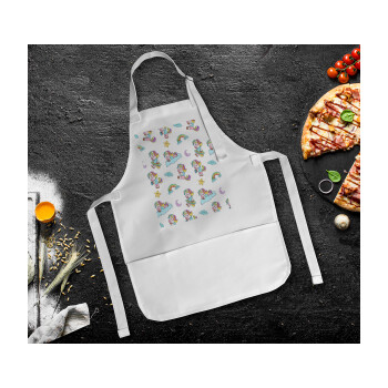 Unicorn pattern, Ποδιά Σεφ Ολόσωμη Παιδική (με ρυθμιστικά και 2 τσέπες)