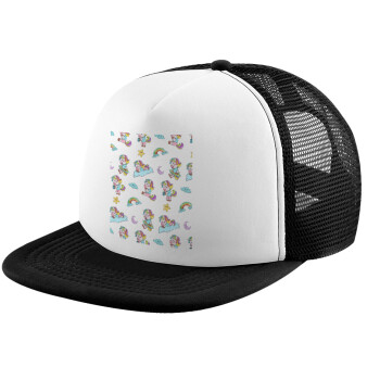 Unicorn pattern, Καπέλο Ενηλίκων Soft Trucker με Δίχτυ Black/White (POLYESTER, ΕΝΗΛΙΚΩΝ, UNISEX, ONE SIZE)