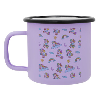 Unicorn pattern, Κούπα Μεταλλική εμαγιέ ΜΑΤ Light Pastel Purple 360ml
