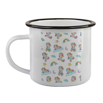 Unicorn pattern, Κούπα εμαγιέ με μαύρο χείλος 360ml