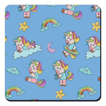 Unicorn pattern, Τετράγωνο μαγνητάκι ξύλινο 9x9cm