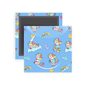 Unicorn pattern, Μαγνητάκι ψυγείου τετράγωνο διάστασης 5x5cm