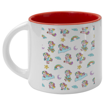 Unicorn pattern, Κούπα κεραμική 400ml Λευκή/Κόκκινη