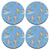 SET of 4 round wooden coasters (9cm)