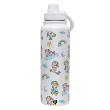 Unicorn pattern, Θερμός 1L Ανοξείδωτο με Βάση Κινητού & Διπλά Τοιχώματα