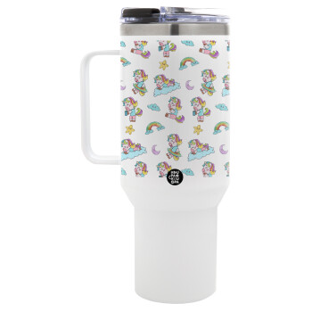 Unicorn pattern, Mega Stainless steel Tumbler with lid, double wall 1,2L